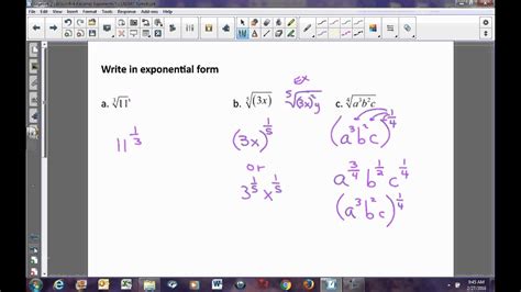 Algebra 2 Lesson 6 4 Rational Exponents Youtube