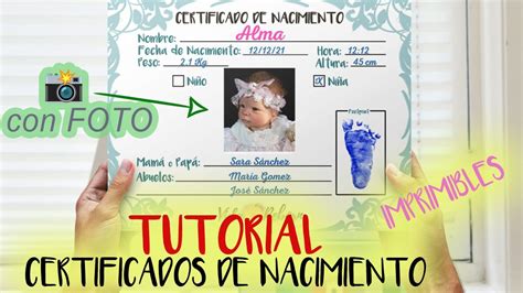 Certificado De Nacimiento Con Foto Para Beb S Reborn O Mu Ecas De