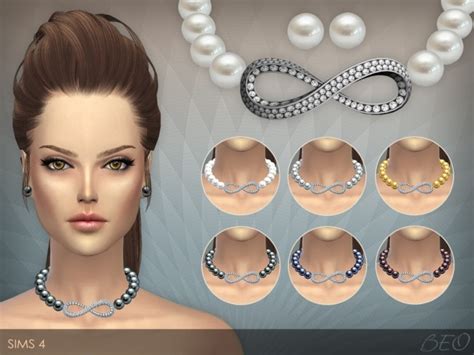 Infinity Pearls Necklace And Stud Earrings Sims 4 Jewelry