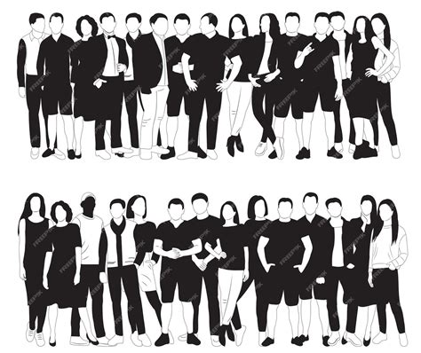 Premium Vector | Silhouette people crowd black and white design vector ...