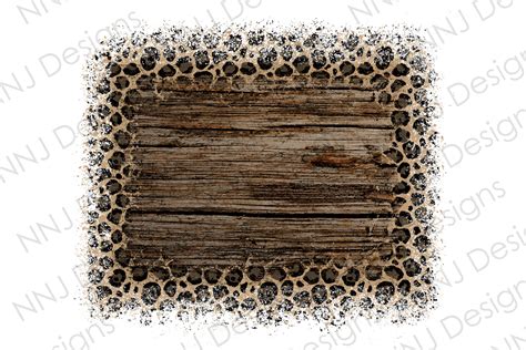 Distressed Leopard Frame Rustic Wood PNG Gráfico por NNJ Designs