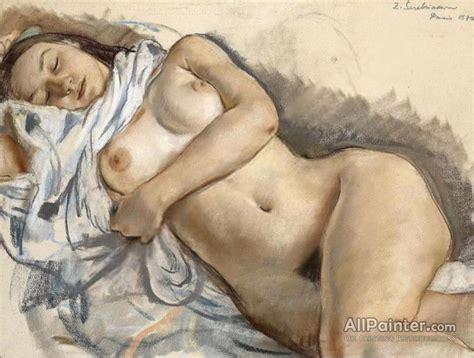 Zinaida Evgenievna Serebriakova Sleeping Nude Oil Painting