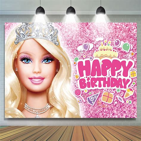 Pretty Blonde Princess Barbie Birthday Backdrop Lofaris