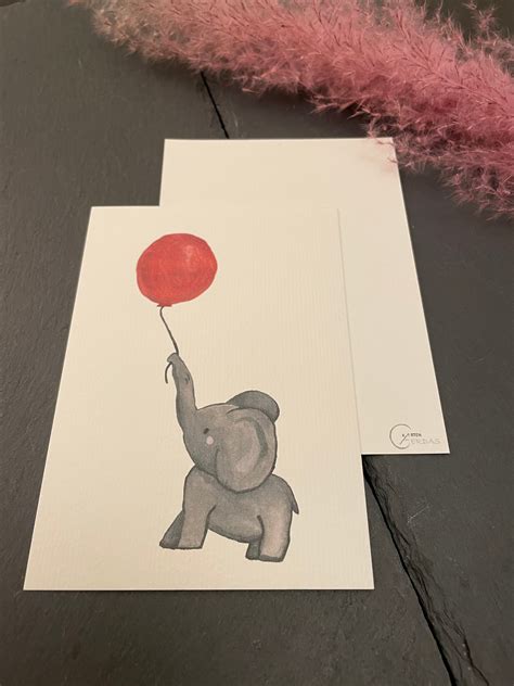 Zur Geburt Taufe Geburtstag Elefant Postkarte Etsy