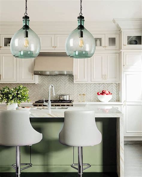 Casamotion Pendant Lighting Rustic Green Glass Foyer Hanging Light Fixtures Kitchen Island Drop