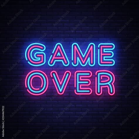 Obraz Game Over Neon Text Vector Game Over Neon Sign Gaming Design