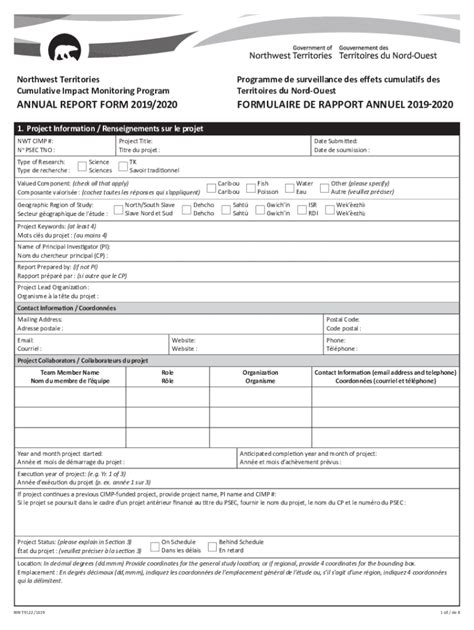 Fillable Online Nwtdiscoveryportal Enr Gov Nt ANNUAL REPORT FORM 2019