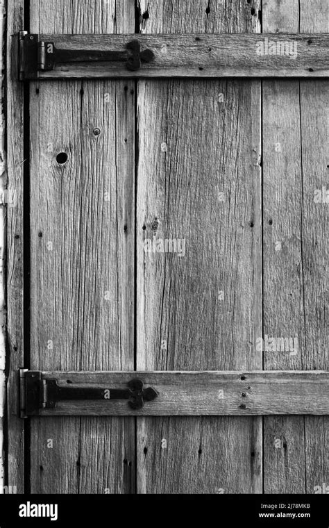 Vintage Worn Wooden Door In Black And White Stock Photo Alamy