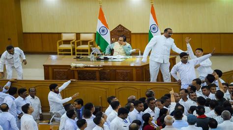 Congress MLA Sudip Roy Barman Sprinkles Gangajal In Tripura Assembly