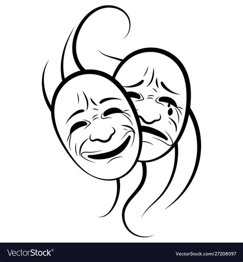 Theatre Masks Drama And Comedy Royalty Free Vector Image