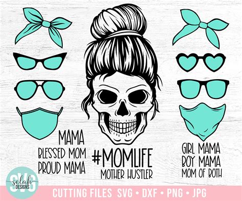 Layered Mom Skull Svg Bundle Messy Bun Skull Svg Mom Life Etsy Canada