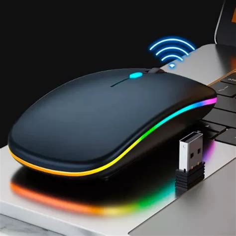 Ratón Bluetooth Inalámbrico Recargable Led Rgb 2 4GHz Color Negro