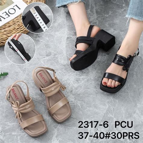 Jual Sandal Wanita 2317 6 Selop Wedges Heel Pita Tali Belakang Rubber