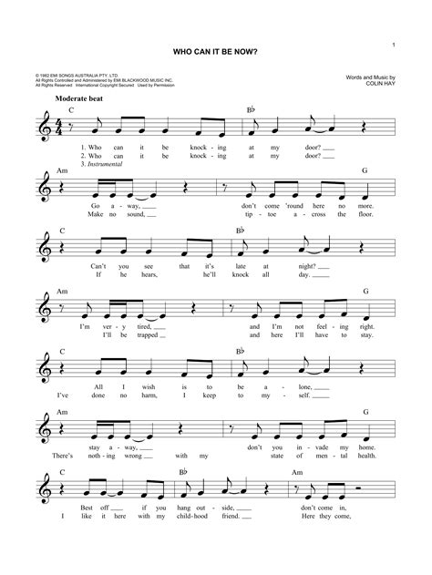 Who Can It Be Now Por Men At Work Partituras Para Fácil Lead Sheet Fake Book En Sheet Music