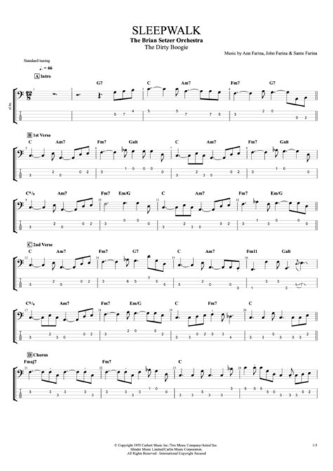 Sleepwalk Tab By The Brian Setzer Orchestra Guitar Pro Full Score