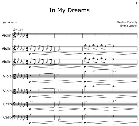 In My Dreams Sheet Music For Violin Viola Cello