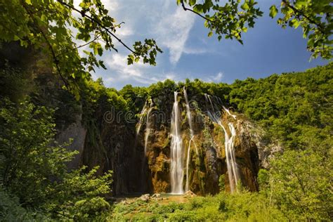 Veliki Slap Wielki Wodospad Na Plitvice Lakes Park Narodowy Chorwacji