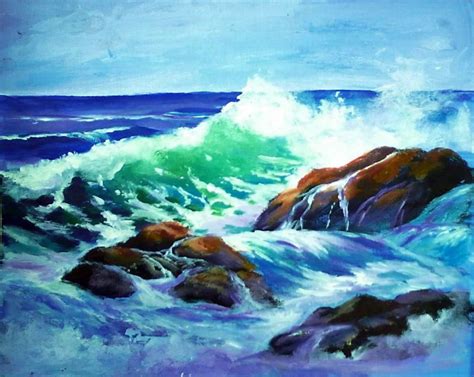 Crashing Waves Painting at PaintingValley.com | Explore collection of ...