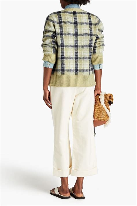 TORY BURCH Checked Jacquard Knit Cardigan THE OUTNET