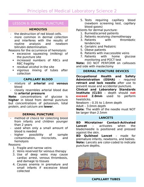 P Lecture Pmls Summary Principles Of Medical Laboratory Science