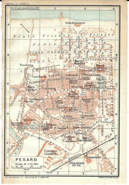 Carta Geografica Antica Pesaro Pianta Della Citt Tci Old Antique