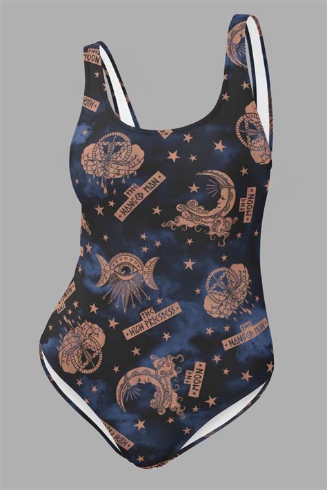 Tarot Print One Piece Swimsuit Cosmic Drifters