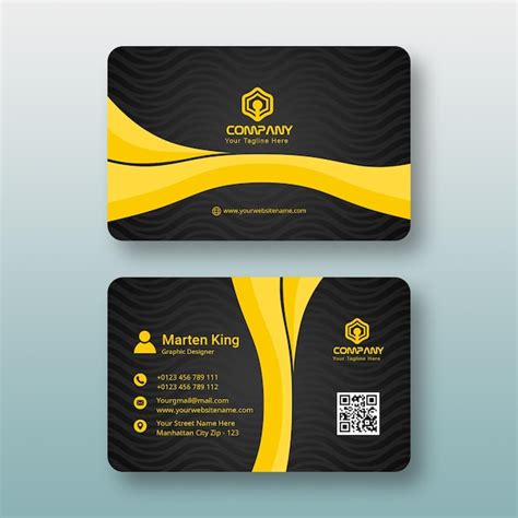 Premium Psd Abstract Yellow And Black Business Card Design Template