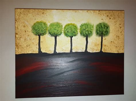 Five Tree Hill Painting Trees on a Hill Canvas Painting - Etsy