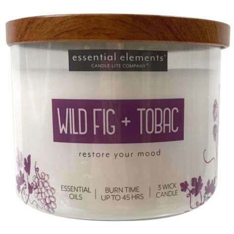 Candle Lite Essential Elements Wild Fig Tobac Glass Jar Candle