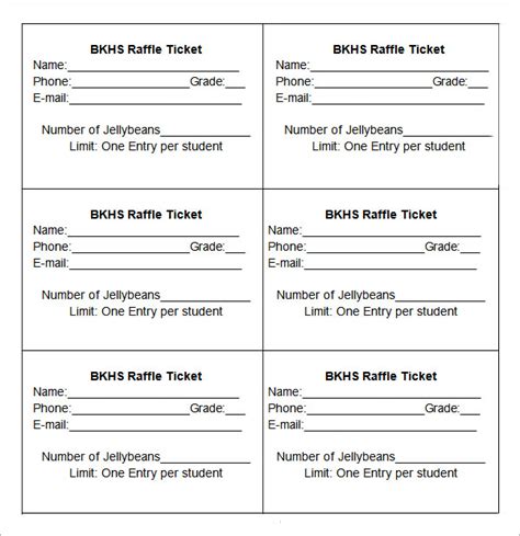 Raffle Tickets Template Template Business