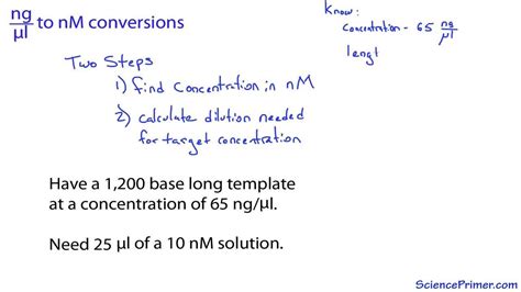 nanogram per microliter to nanomolar conversion - YouTube