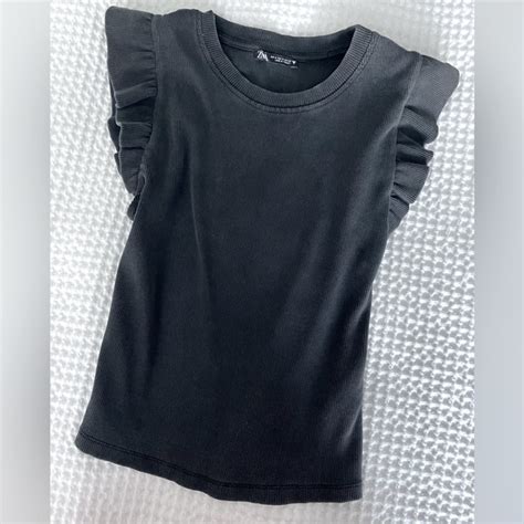 Zara Tops Zara Ribbed Ruffle Sleeve Tank Top Poshmark