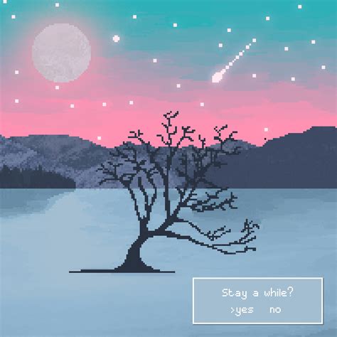 Wanaka Tree Fantasy Sky Pixel Art - PynnPixel : r/PixelArt