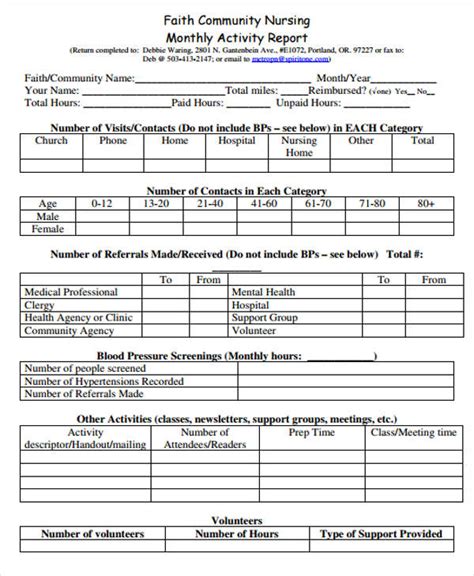 Monthly Activity Report Template 9 TEMPLATES EXAMPLE TEMPLATES