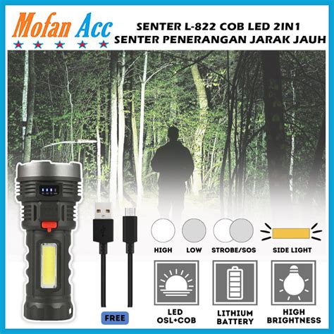 Jual Senter L 822 OSL COB LED 2in1 Senter Penerangan Jarak Jauh