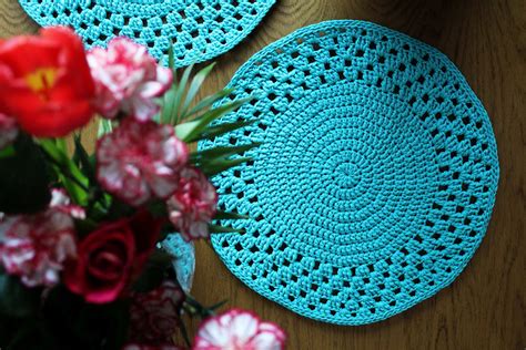 Crochet Round Placemat Pattern Easy Table Mat Crochet Pattern Pdf Instant Download Digital