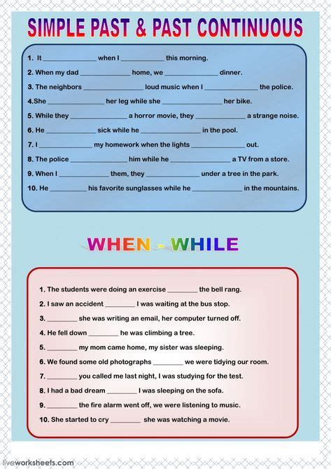 Past Simple And Past Continuous Interactive And Downloadable Worksheet You Can Do The Exercises