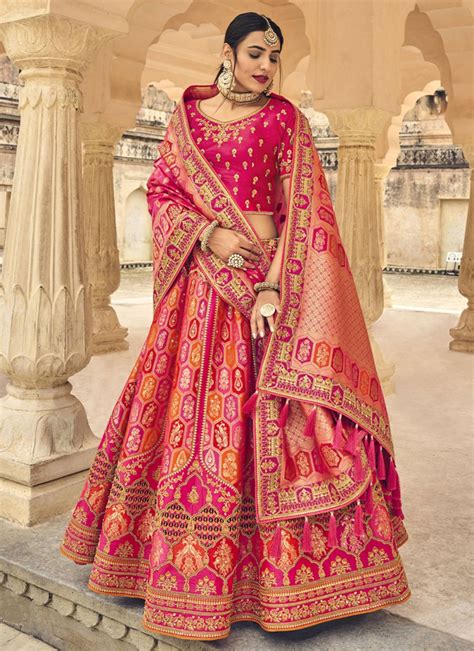 Hot Pink Handwoven Banarasi Silk Lehenga Lupon Gov Ph