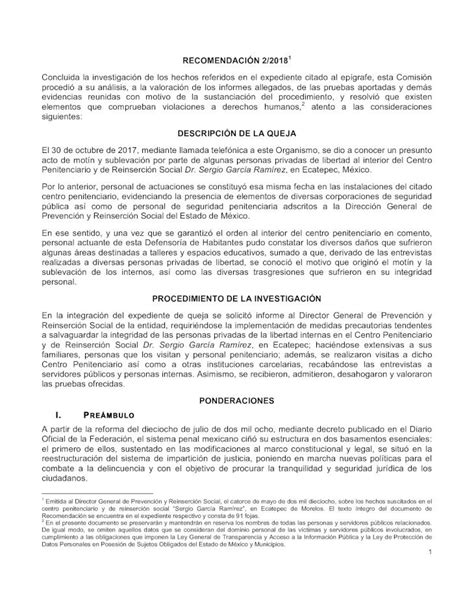 Pdf Recomendaci N Descripci N De La Queja Descripci N De La