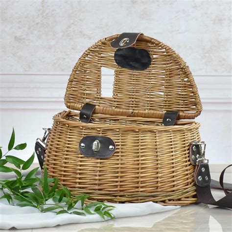 Wicker Fishing Creel Basket Heather And Bale