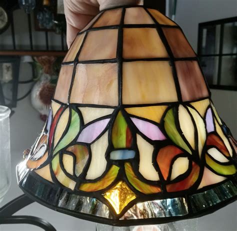 Vintage Tiffany Style Stained Slag Glass Dome Lamp Shade In Bell