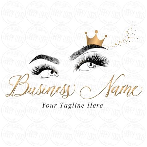 Digital Custom Logo Design Gold Pink Lashes Logo Crown Lash Etsy