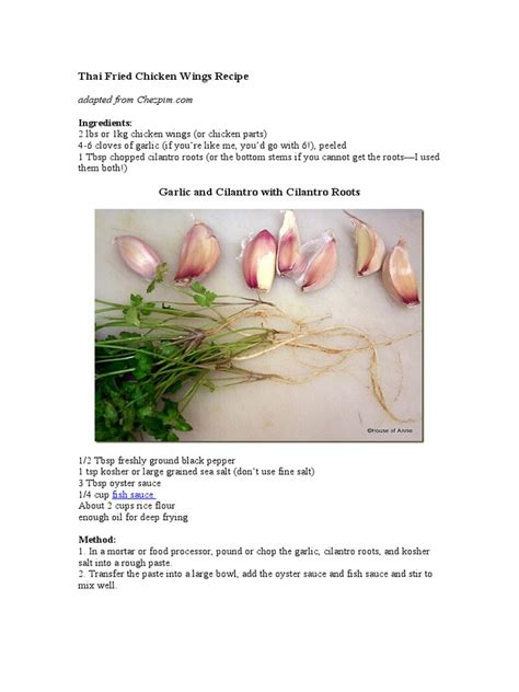 Thai Fried Chicken Wings Recipe | PDF | Thai Cuisine | Cooking