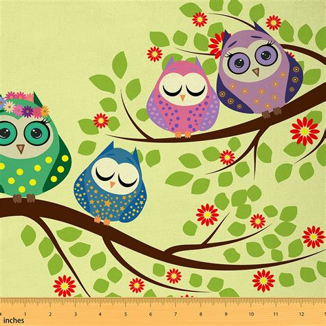 Yst Cute Owls Fabric By The Yardkawaii Woodland Aniaml Upholstery