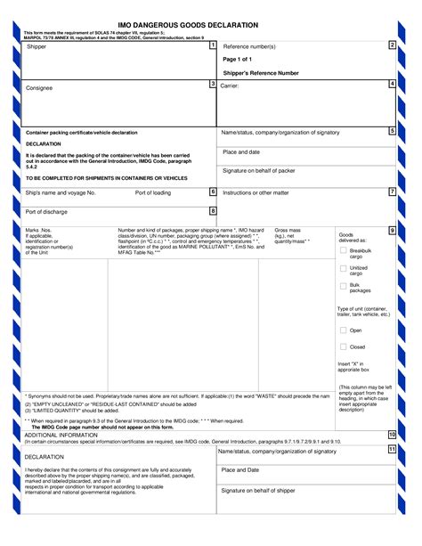 Pdf Imo Dangerous Goods Declaration Sea Shipping Formsimodeclaration