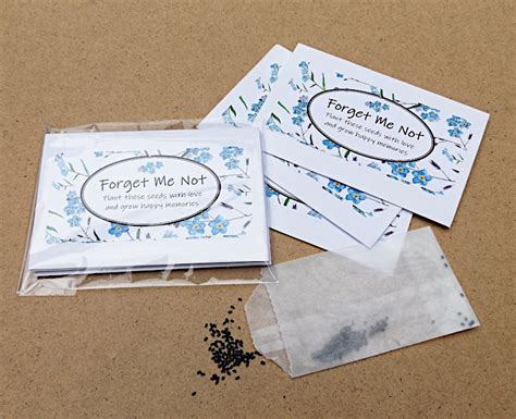 10 Filled Forget Me Not Memorial Sympathy Seed Packet Favors