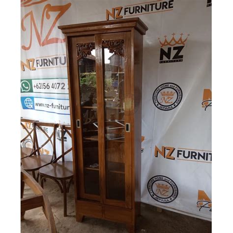 Lemari Hias Pintu Sliding Lemari Pajangan NZ Furniture Jepara