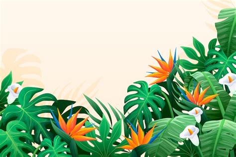 Premium Vector Realistic Summer Tropical Background With Leaves