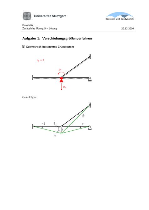Zue 5 loesung 2 Übungsaufgaben mit Lösungen Baustatik Aufgabe 1