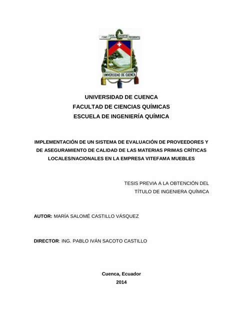 Pdf Universidad De Cuenca Facultad De Ciencias Qu Micas Dspace